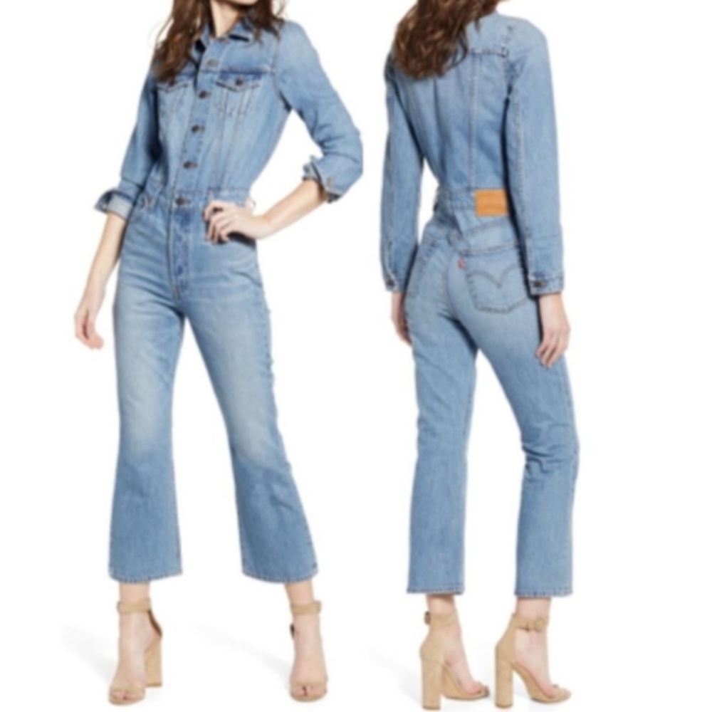 NWT Levi's KickFlare Player Stretch Denim Jumpsuit M